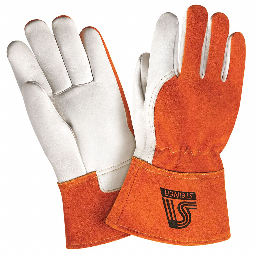 STEINER INDUSTRIES Welding Gloves,Cowhide,MIG,Kevlar(R),2XL,PR, 2XL