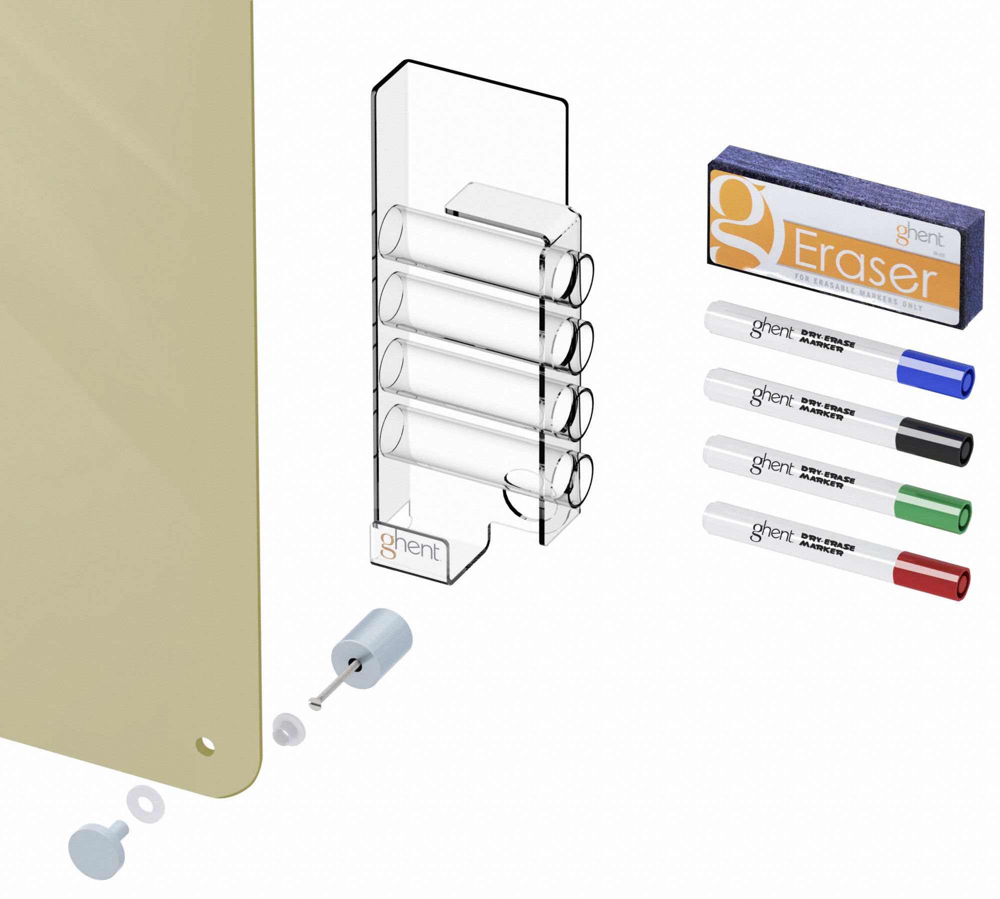 GHENT Dry Erase Board Wall Mounted, 36 in Dry Erase Ht, 48 in Dry