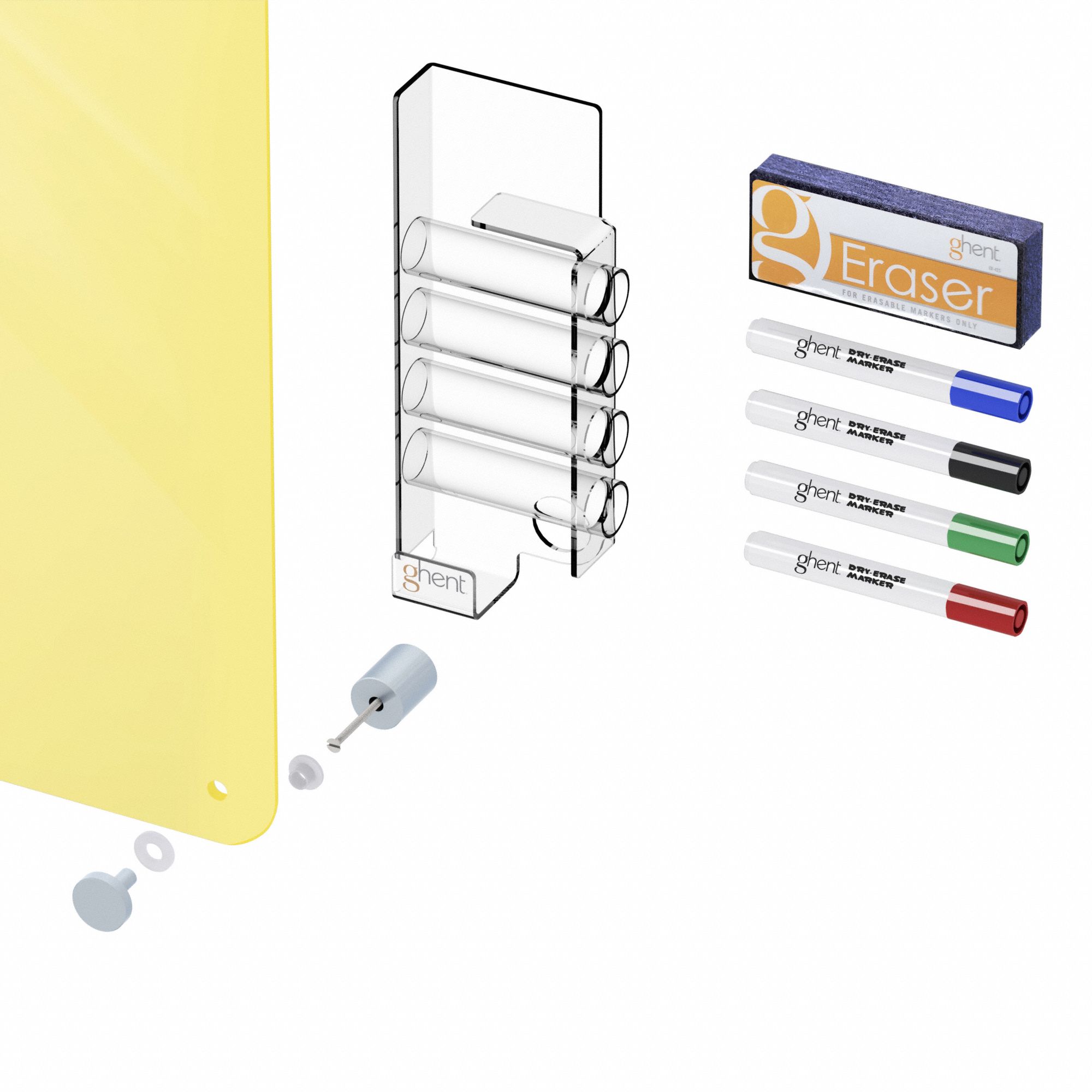 GHENT Dry Erase Board Wall Mounted, 48 in Dry Erase Ht, 96 in Dry