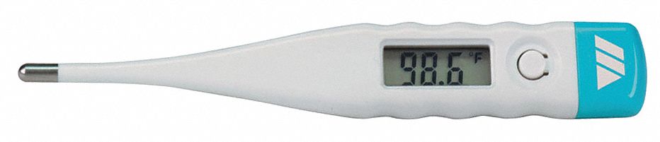 MABIS Digital Thermometer, White, Oral, 5 3/8 in Length, 60 sec Readout