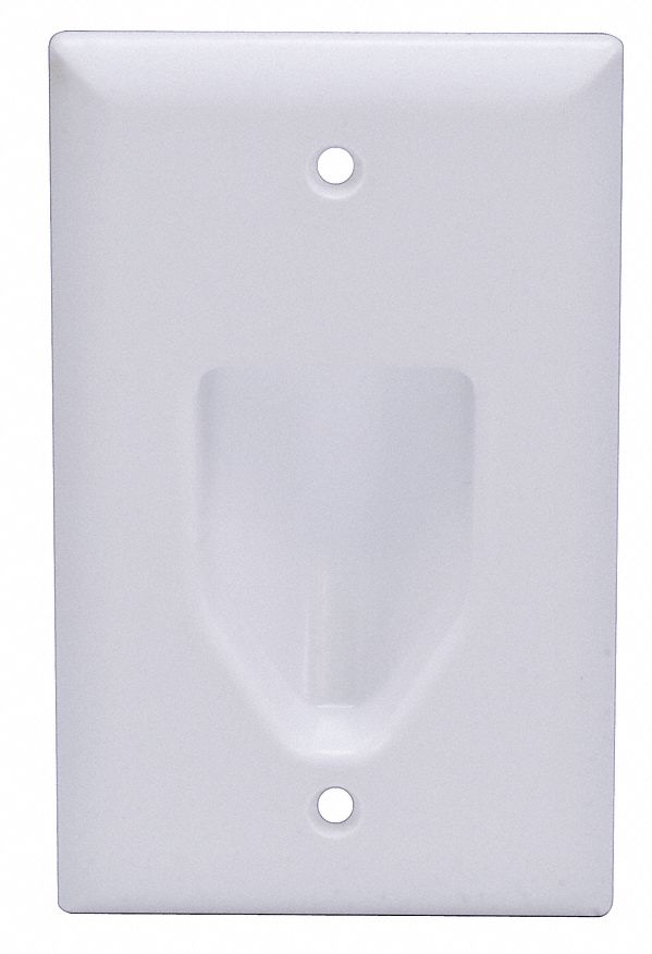 MONOPRICE White, Audio/Video Wall Plate, Plastic, Number of Gangs 1