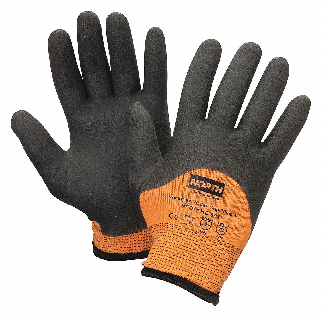 HONEYWELL NORTH Cut Resistant Gloves, Black/Orange, 2XL, PR 38HX89NFD11HD/11XXL Grainger