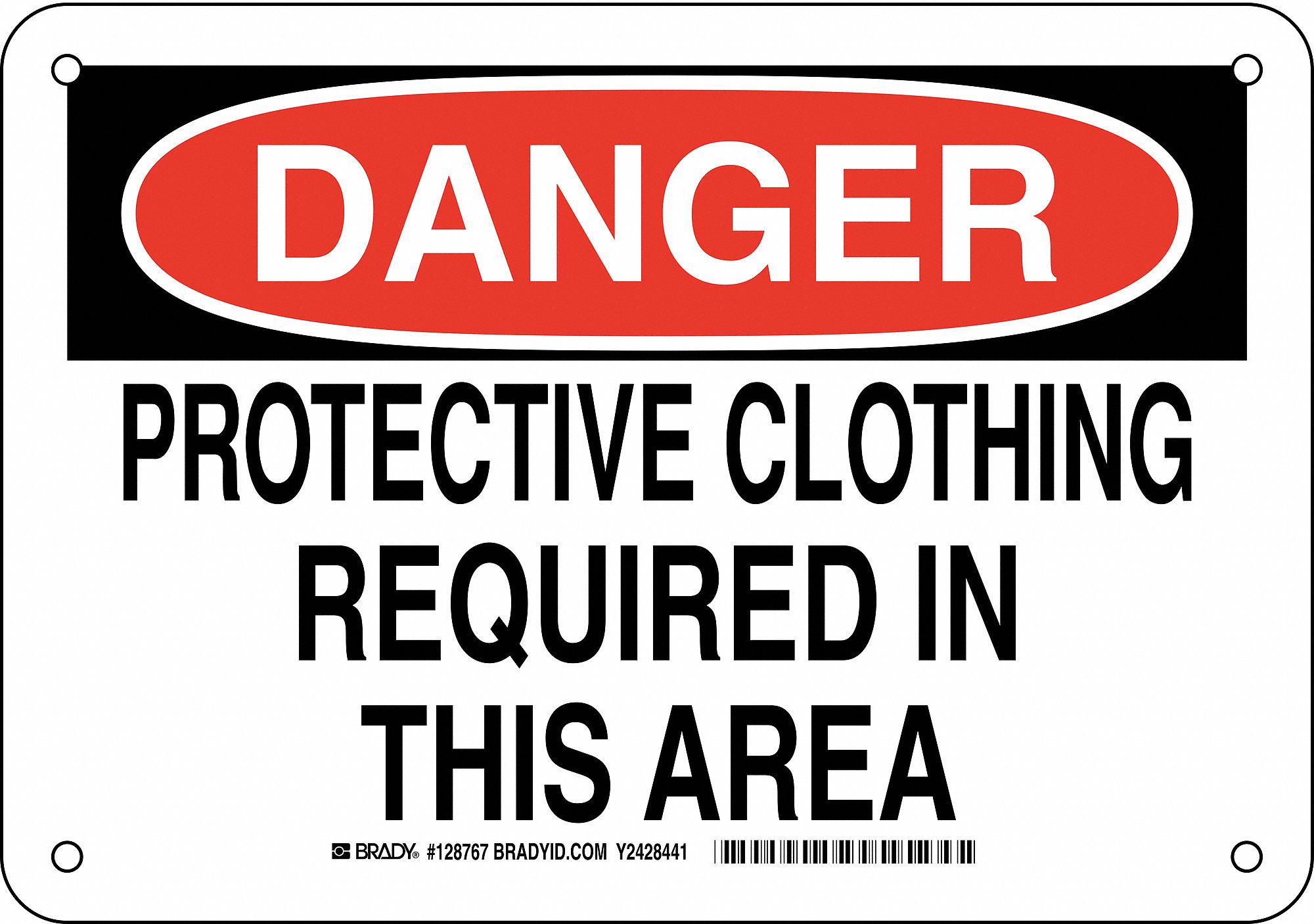 Danger Sign, Protective Clothing Required In This Area, Header Danger