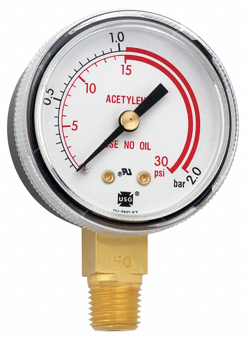 MILLER ELECTRIC Pressure Gauge, 0 to 150 psi, 0 to 10 Bar Range, 1/4