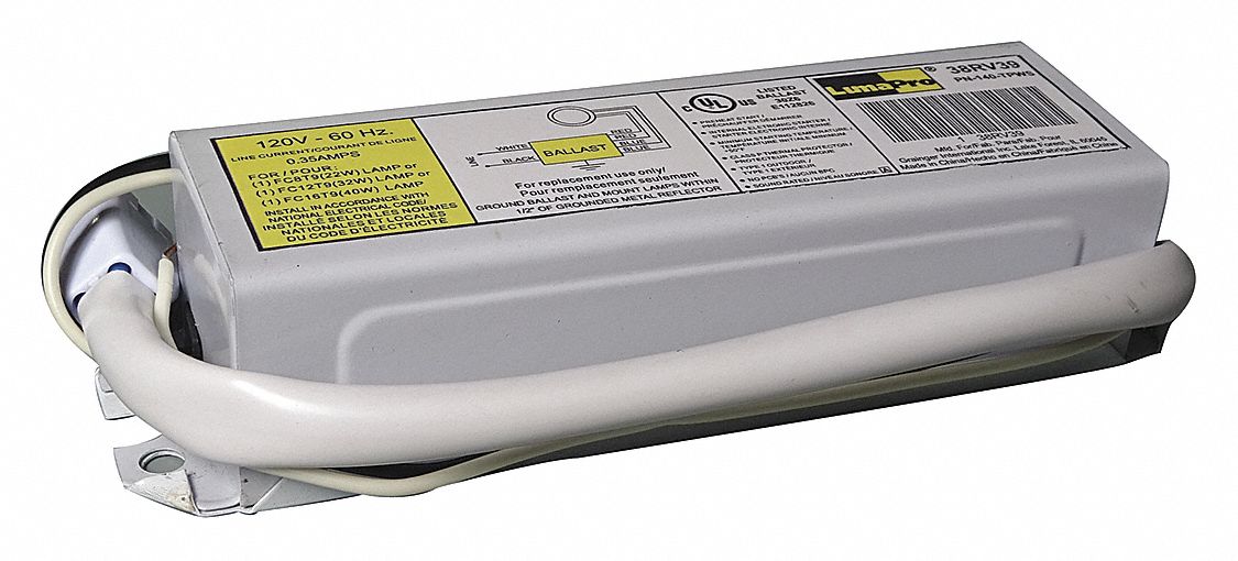 LUMAPRO Fluorescent Ballast T9, 120V AC, 1 Bulbs Supported, 40 W Max. Bulb Watts 38RV39