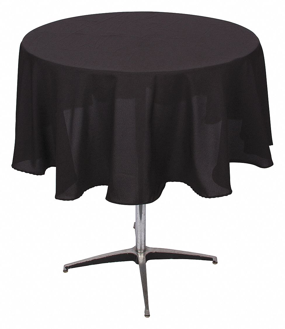 PHOENIX, Round, Black, Tablecloth 38TU13PL72RBK Grainger