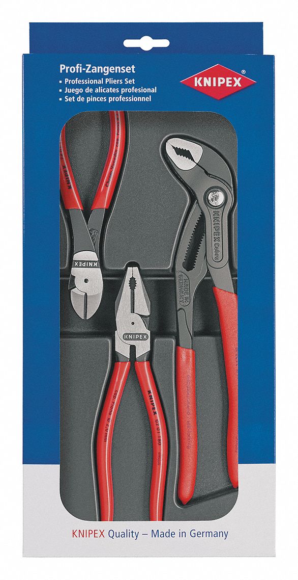 KNIPEX Plier Set, Dipped, 3 Pcs 38UT2500 20 10 Grainger