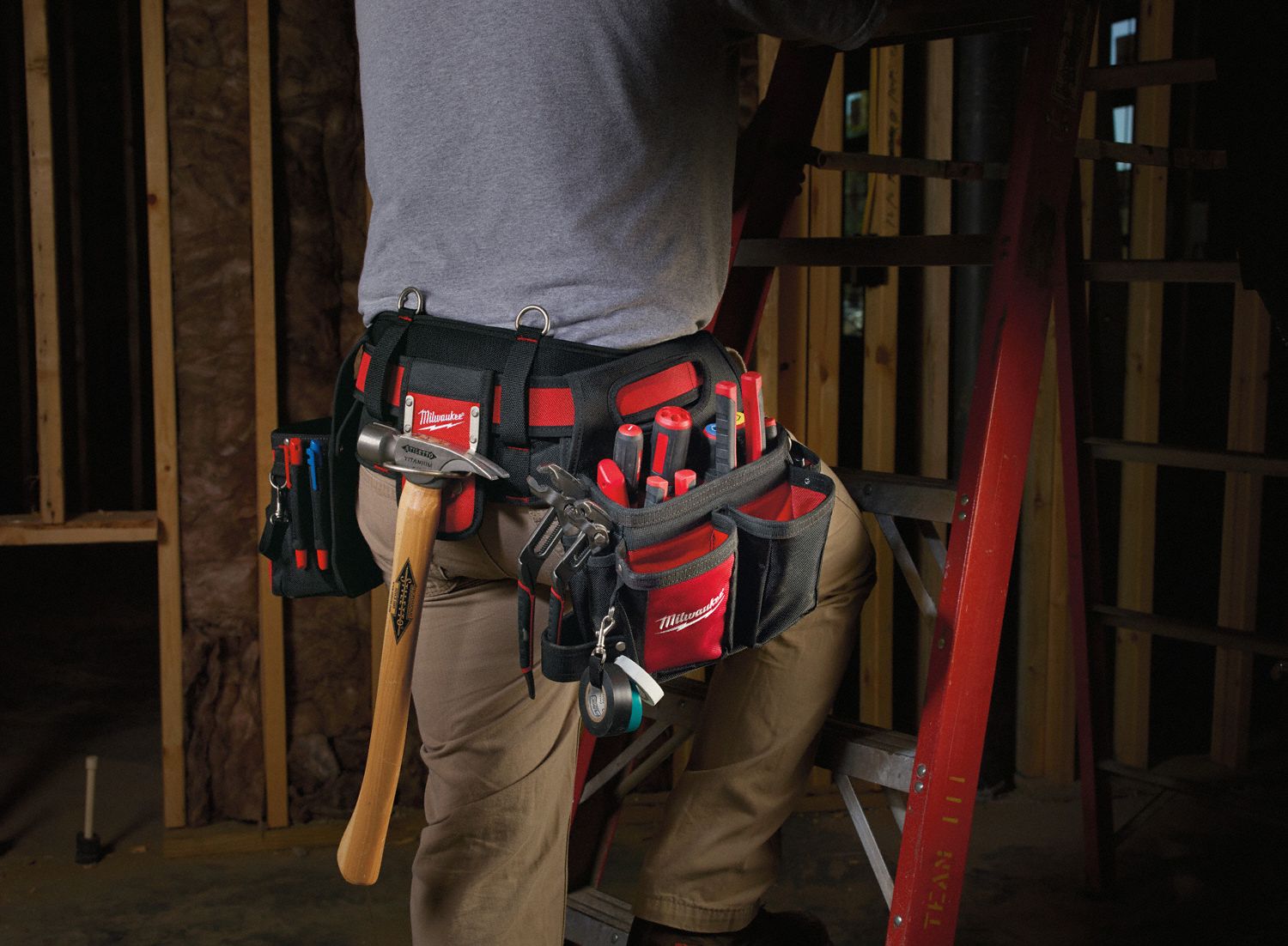 MILWAUKEE Black, Tool Belt, Nylon, 30 in to 53 in Waist Size, Number of Pockets 29 38UZ4048
