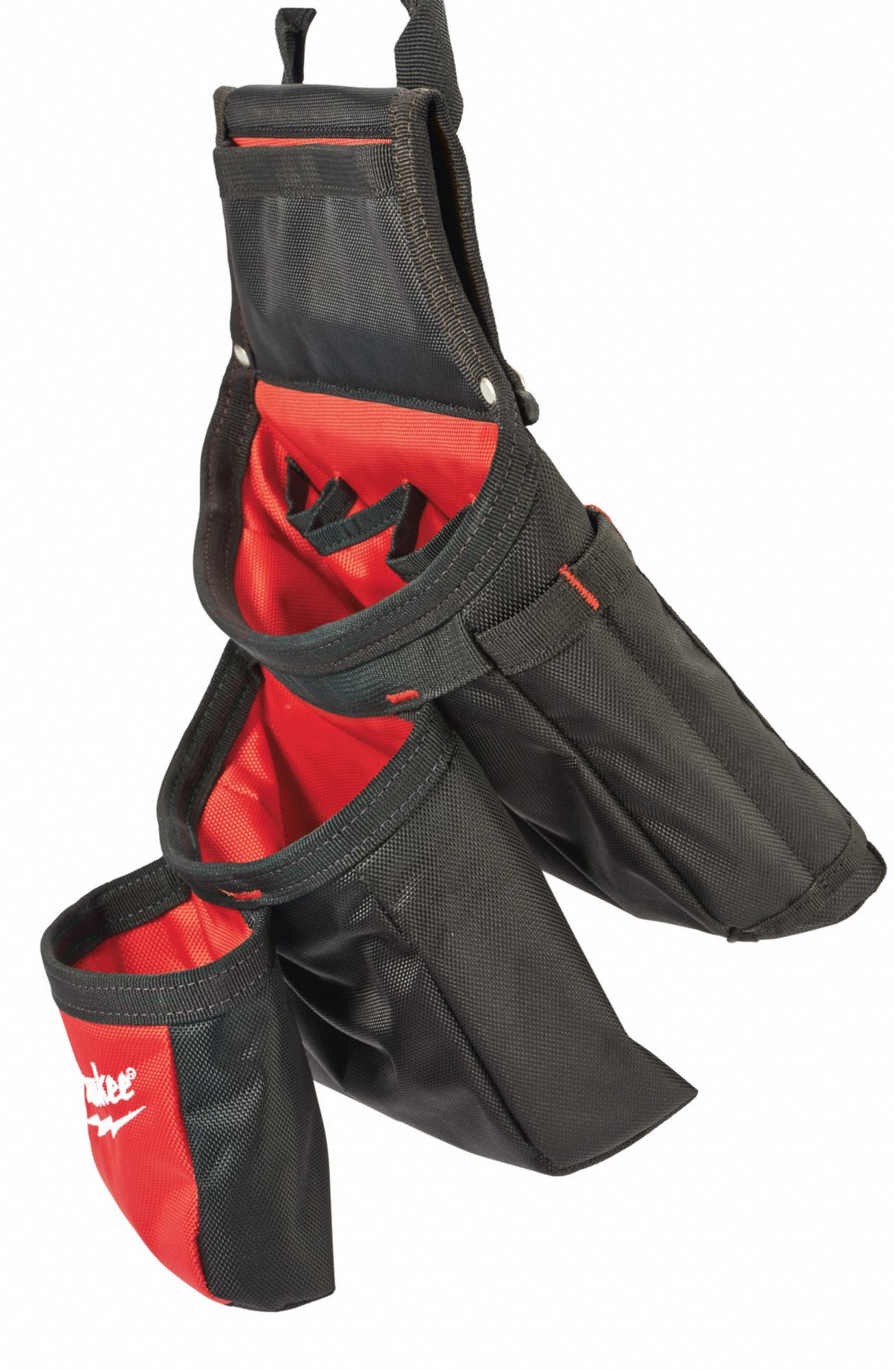 MILWAUKEE Red/Black Tool Belt, 1680D Ballistic Nylon, 30 in to 53 in Waist Size, Number of
