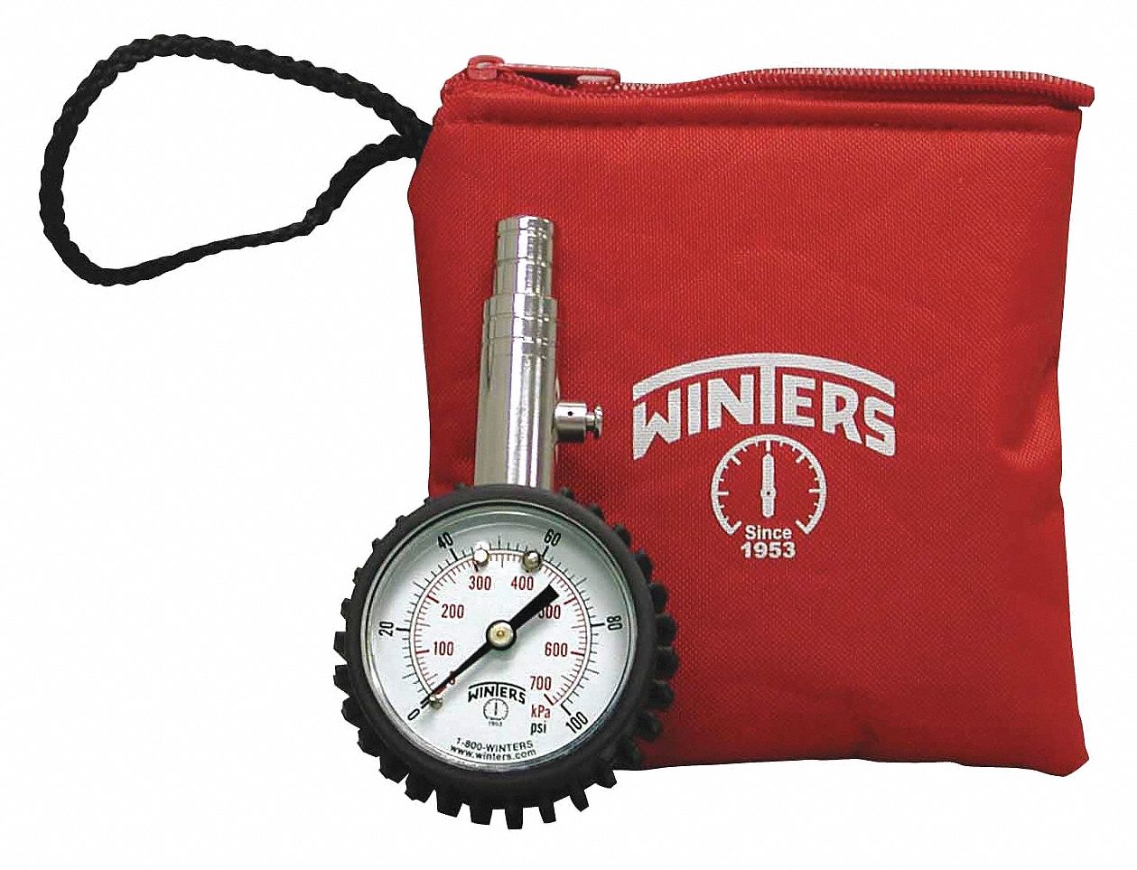 WINTERS Tire Pressure Gauge 0 to 100 psi, Steel and Rubber, Tires or