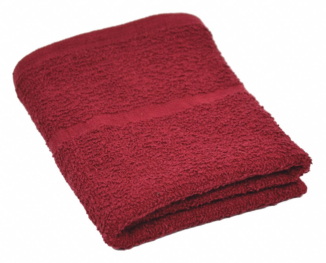 R & R TEXTILE 27 in x 16 in 100 Cotton Hand Towel, Burgundy; PK12 38X62871626 Grainger
