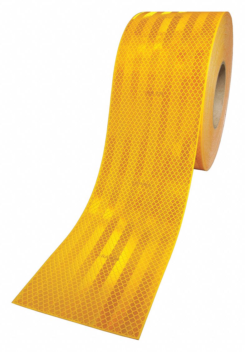 3M Reflective Tape, Yellow Reflective Color, 4 in Width, 50 yd Length