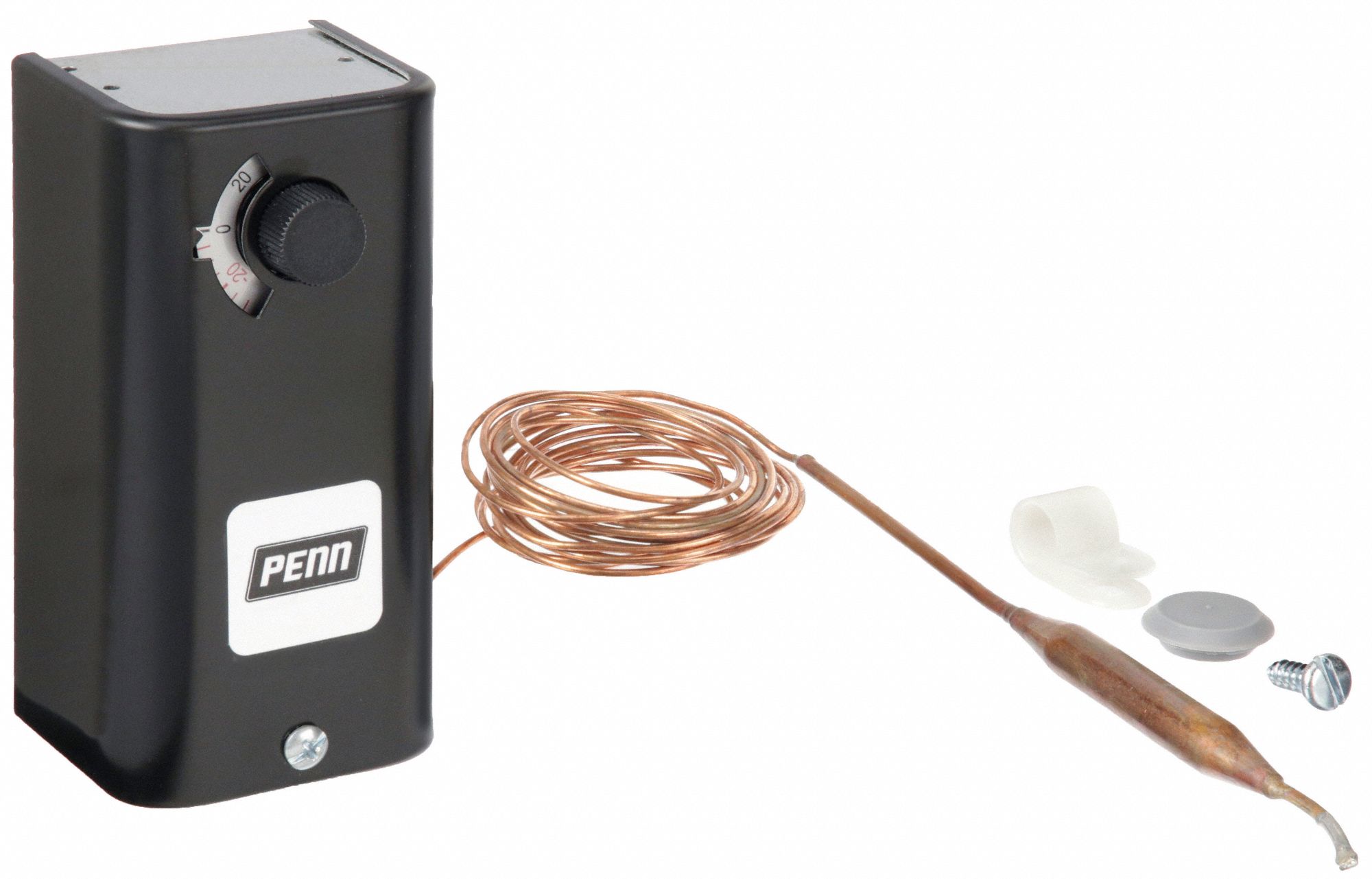 JOHNSON CONTROLS, -30° to 100°F, Steel, Line Volt Mechanical Tstat