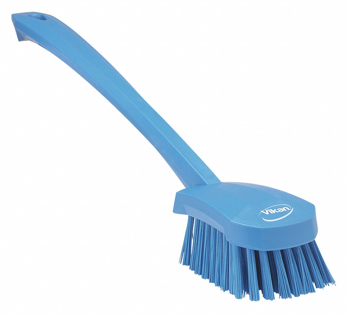VIKAN 15 3/4 inL Polyester Long Handle Scrub Brush, Blue 38Y66941863