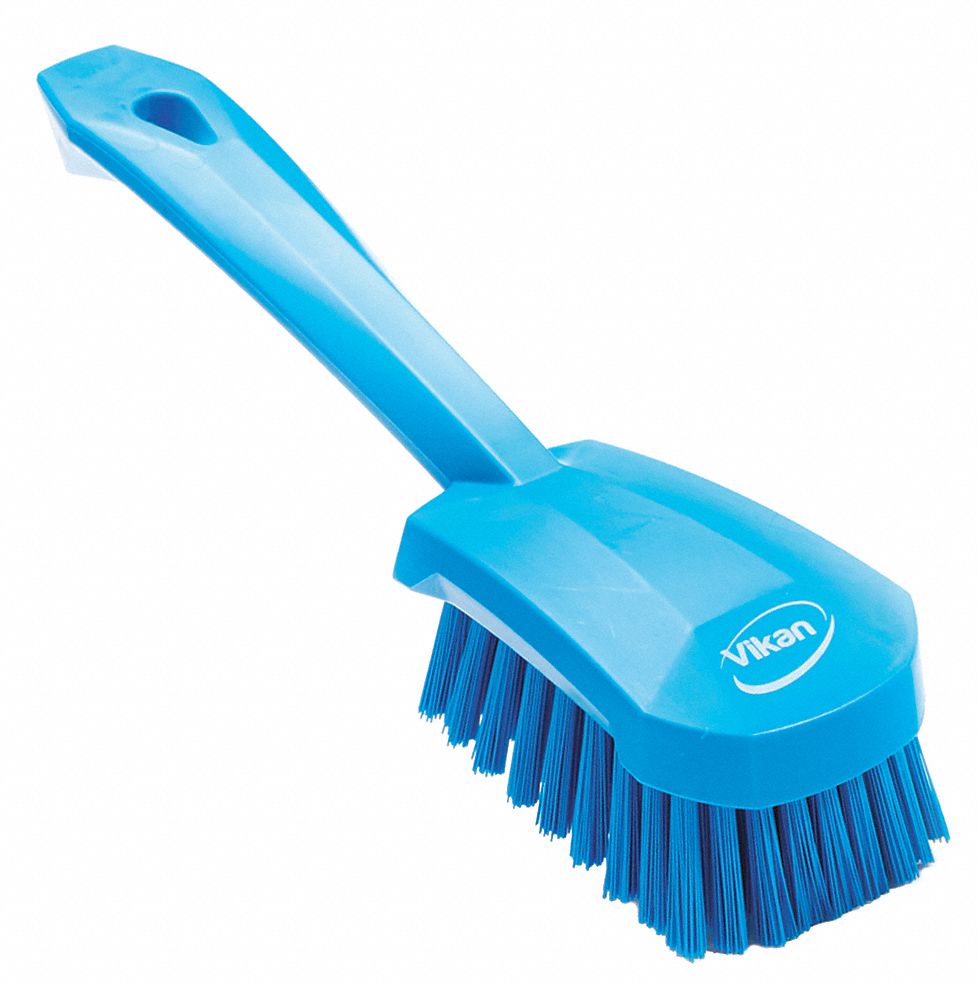 VIKAN 10 inL Polyester Short Handle Scrub Brush, Blue 38Y67941923