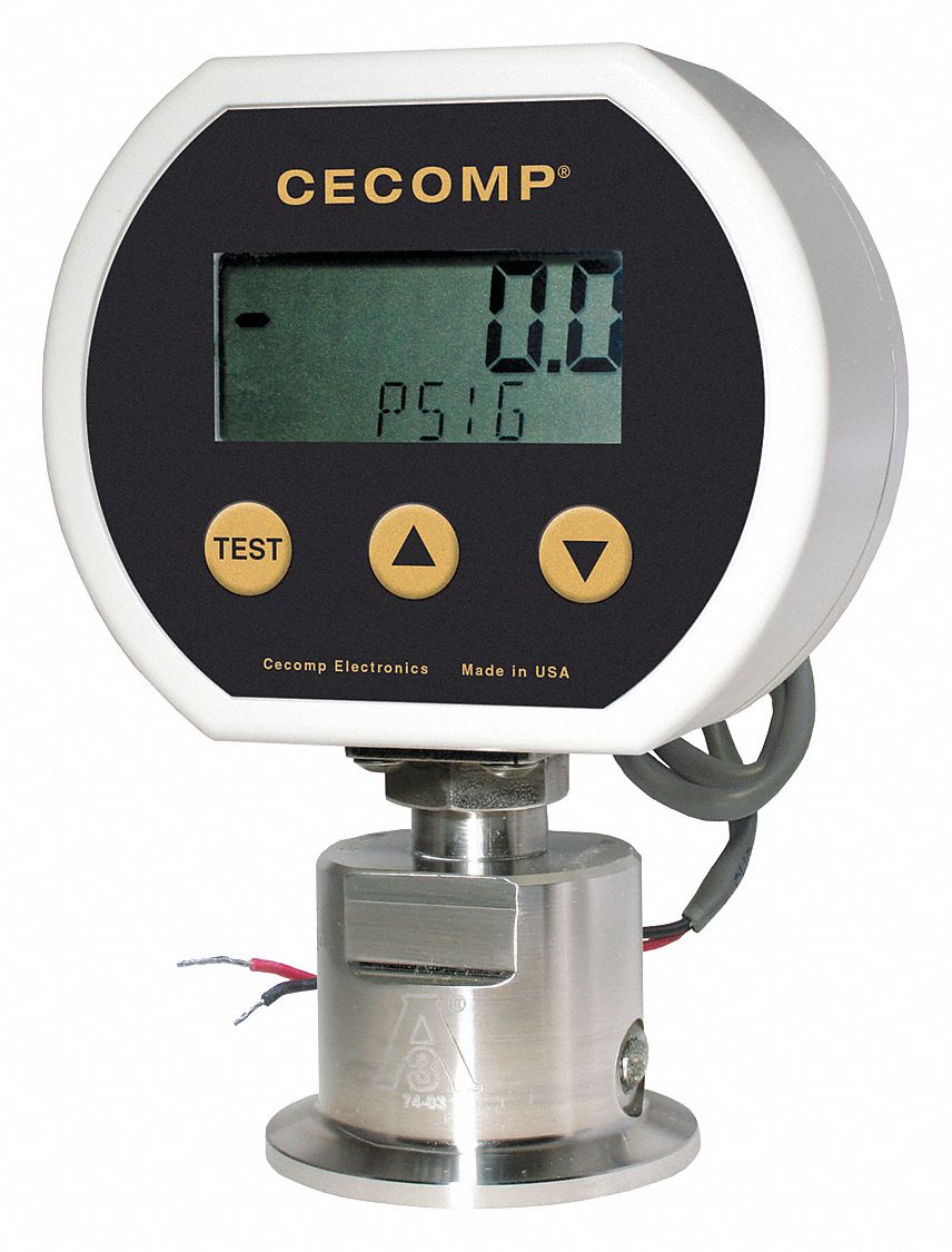 0 to 760 mmHg Digital Sanitary Vacuum Gauge with Transmitter, 3
