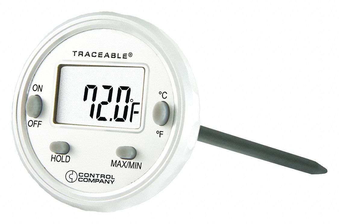 CONTROL COMPANY LCD Dishwasher Thermometer, 58° to 302° Temp. Range (F