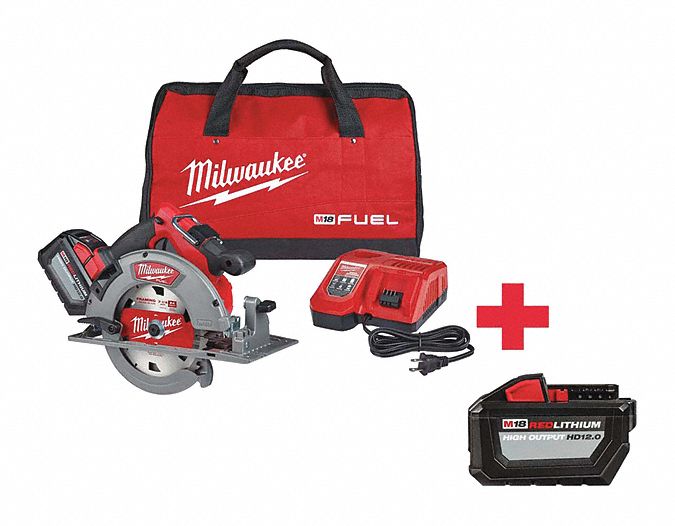 MILWAUKEE Circular Saw, 7 1/4 in Blade Dia., Right Blade Side, Bevel