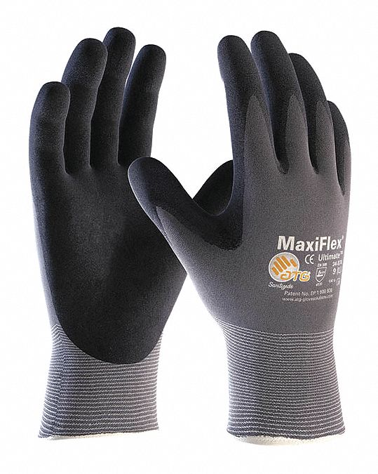 PIP Glove, Coated, Gray, Seamless, L, PR 395M6634874/L Grainger