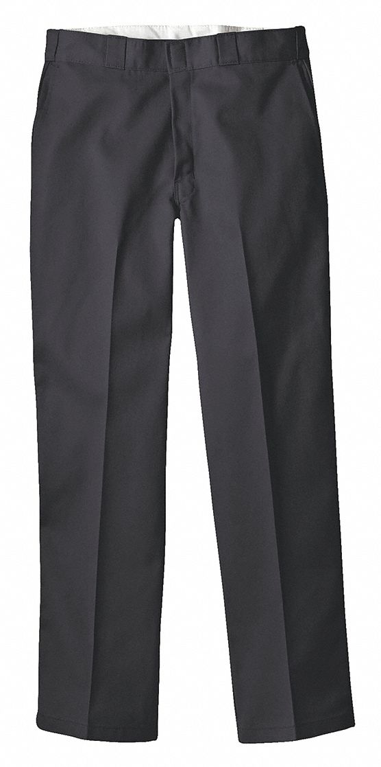 DICKIES Men's Work Pants, Polyester/Cotton Twill, Color Black, Fits
