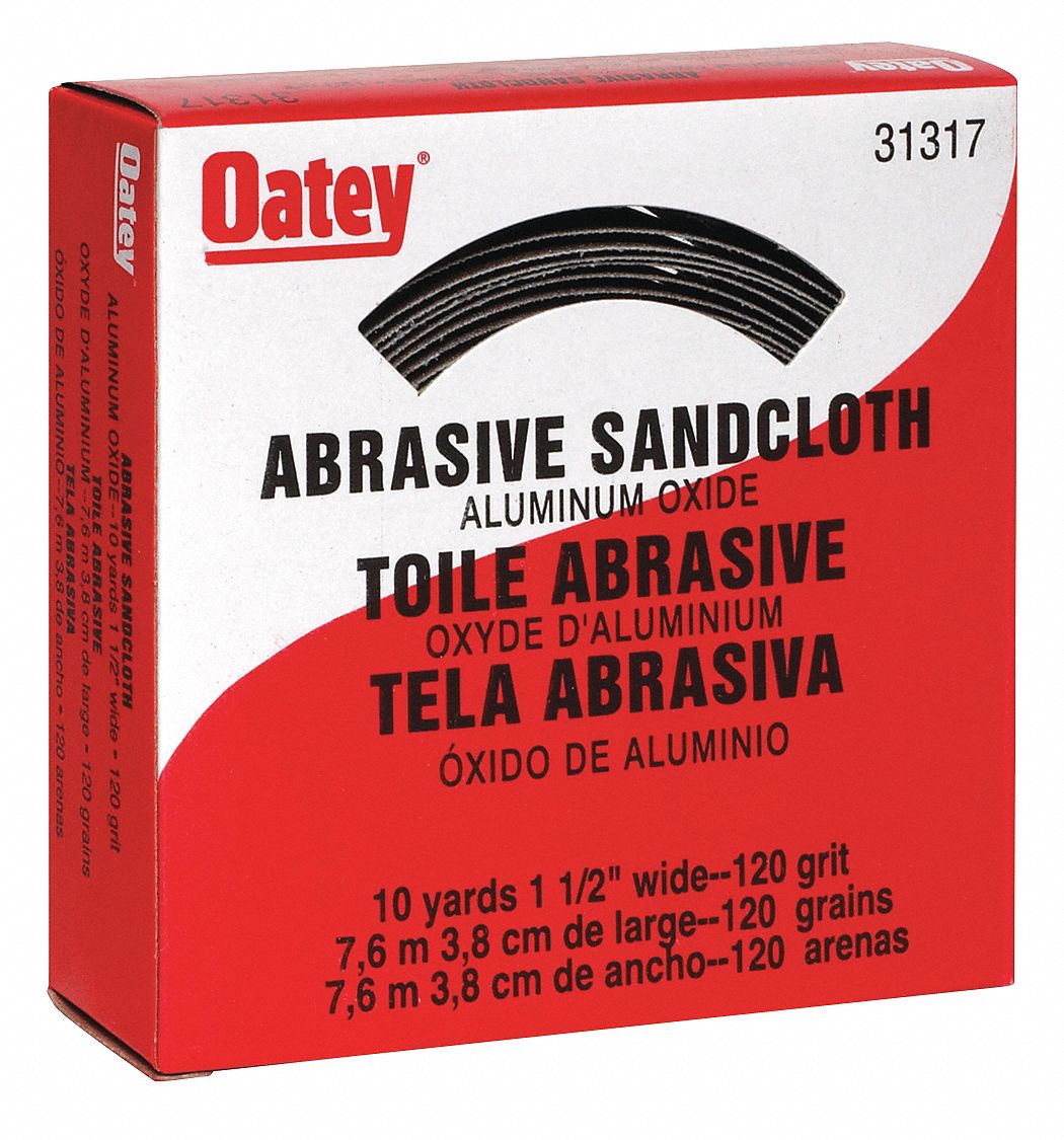 OATEY Fine Aluminum Oxide Abrasive Roll, 30 ft L X 1 1/2 in W, 120 Grit