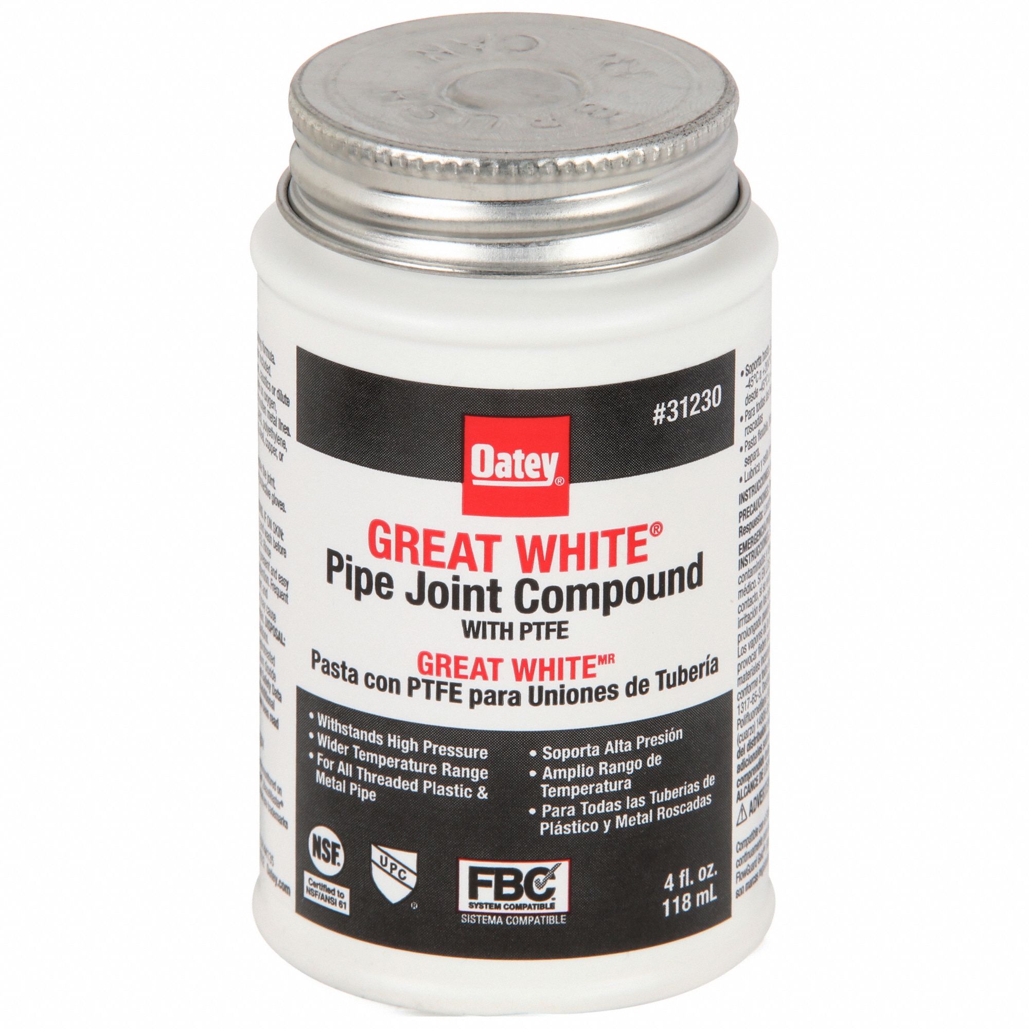 OATEY, Great White Pipe Joint Compound, 4 fl oz, Pipe Thread Sealant