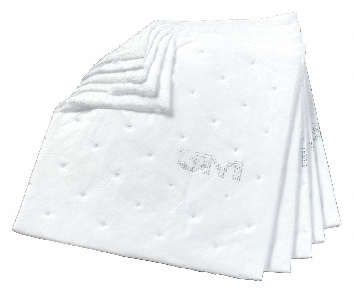 3M 19" Absorbent Pad, Fluids Absorbed OilBased Liquids, Heavy, 33 gal