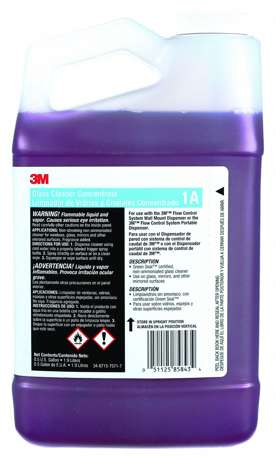 3M, 1A, Fits Flow Control Dispenser Series, Glass Cleaner 39CZ491A