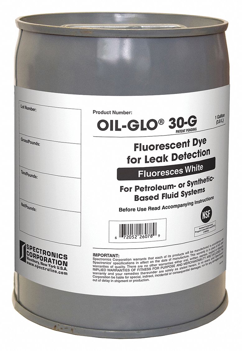 SPECTROLINE Fluorescent Leak Detection Dye, White, Gallon Capsule Size, Hydraulic Leaks 39D674