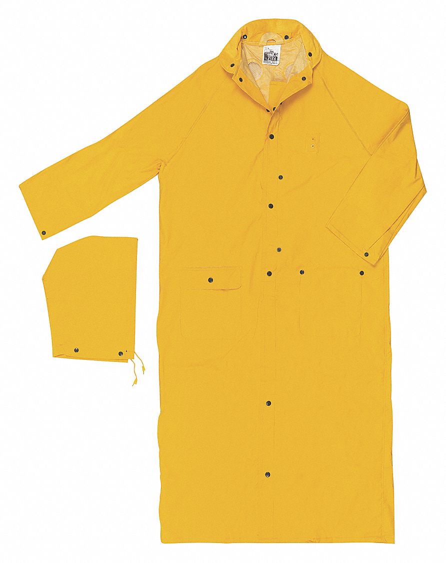 MCR SAFETY Yellow, Rain Coat with Detachable Hood, 6XL, PVC, Unisex
