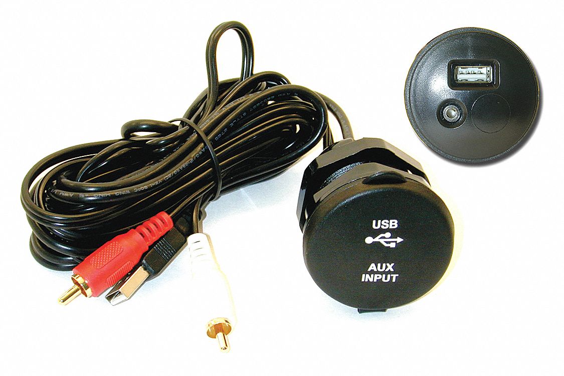 USB/AUX Cable, For Use With Smart Phone and MP3 Device, Black - Grainger