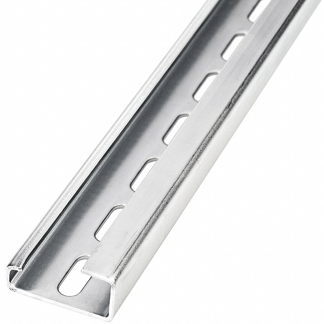 BUSSMANN DIN Mounting Channel Galvanized Steel, 0.59 in Ht, 39.0 in Lg