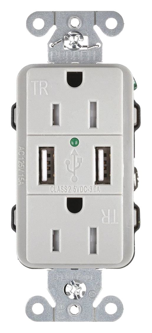 15A Commercial Receptacle, Gray; Tamper Resistant Yes Grainger