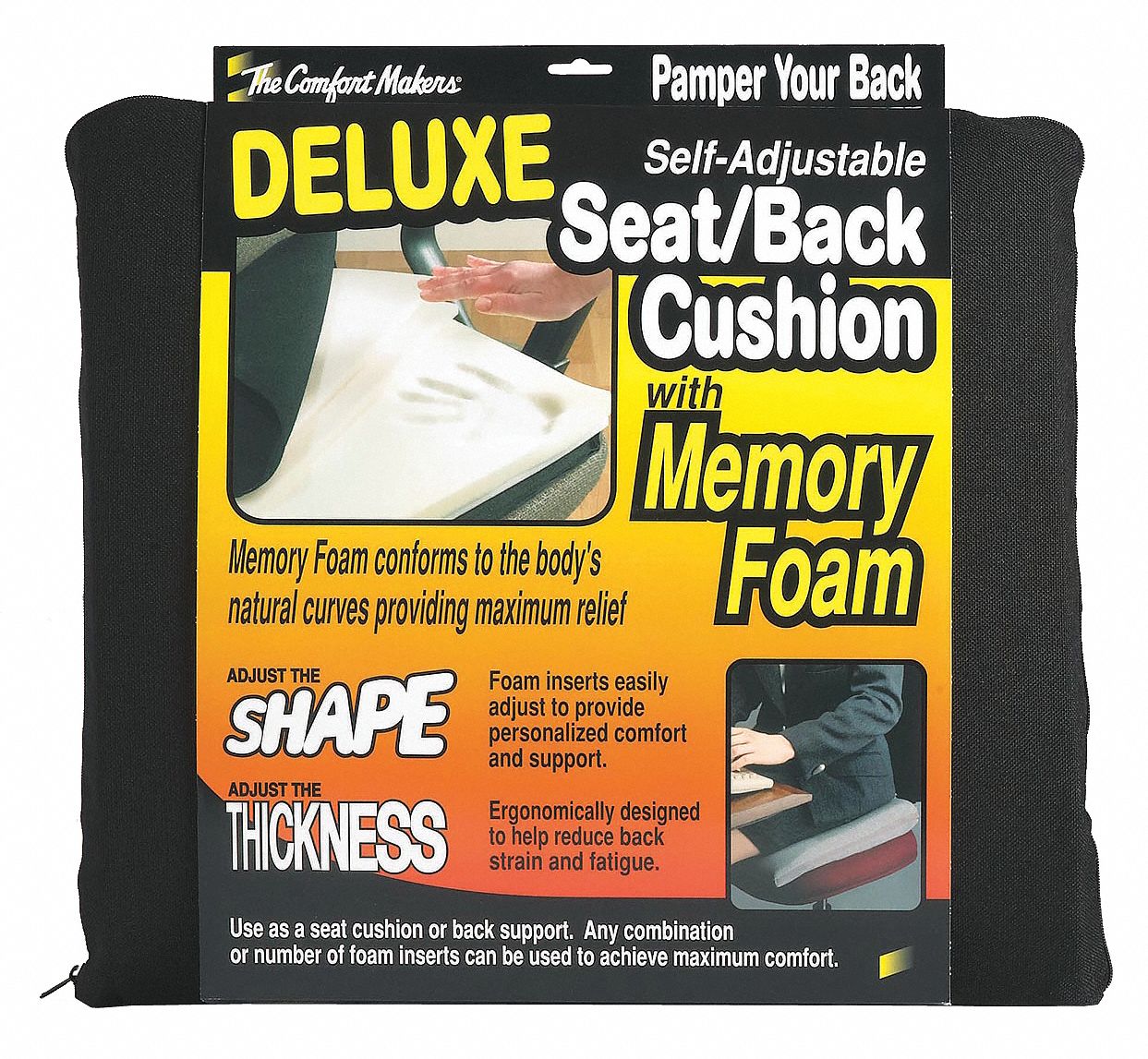 THE COMFORTMAKERS Polyolefin, Urethane Foam Massage Seat Cushion, Black