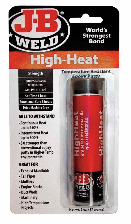 JB WELD 2 oz Epoxy Putty with Temp. Range of 450°F, Gray 39F8678297 Grainger