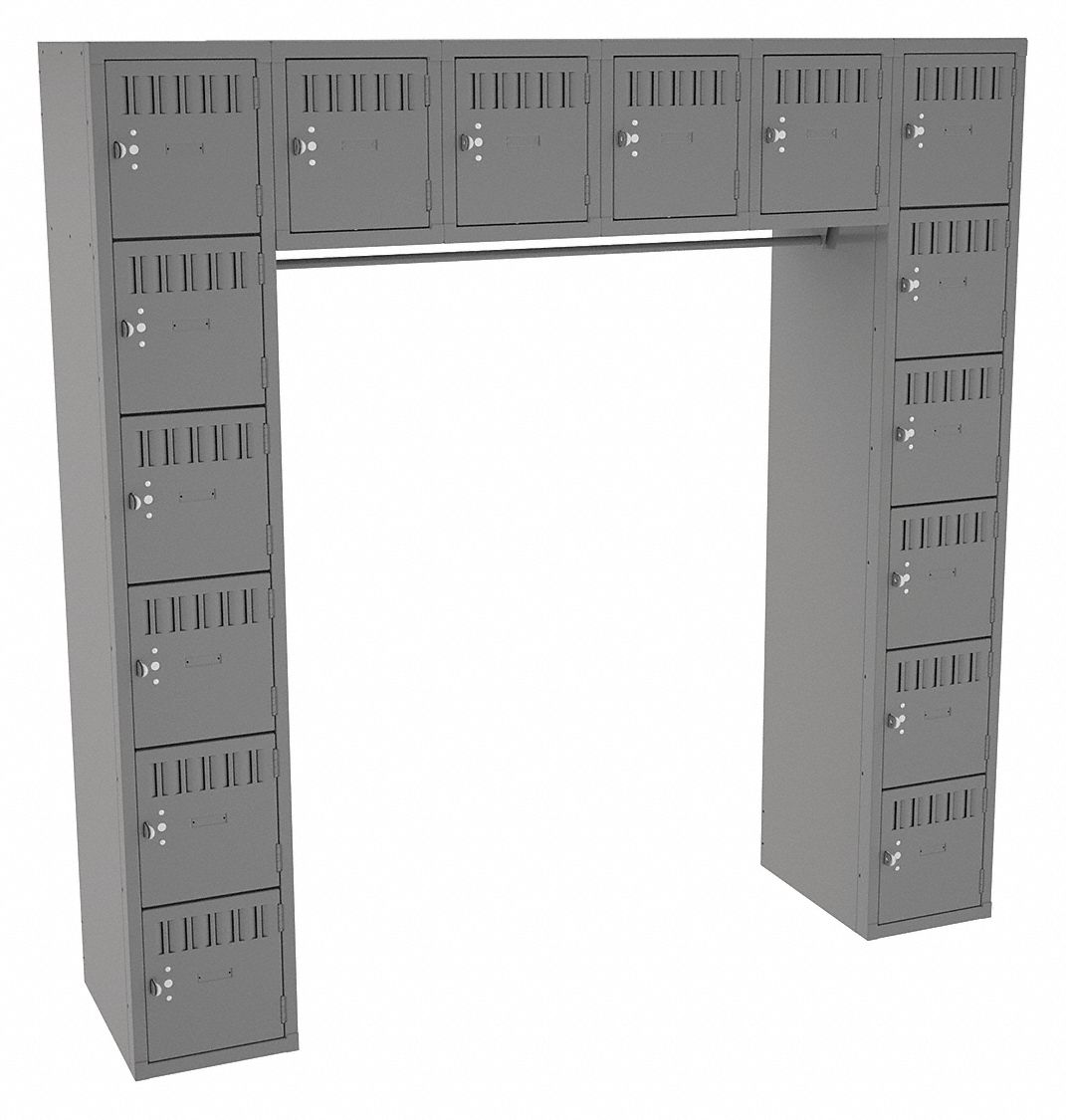 TENNSCO Medium Gray Box Locker Unit with Coat Rod, (6) Tier, (6) Wide