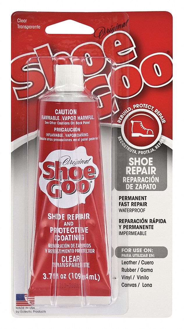 SHOE GOO Shoe Repair Adhesive, 3.7 oz Tube, Clear, 1 EA 39GA9782049