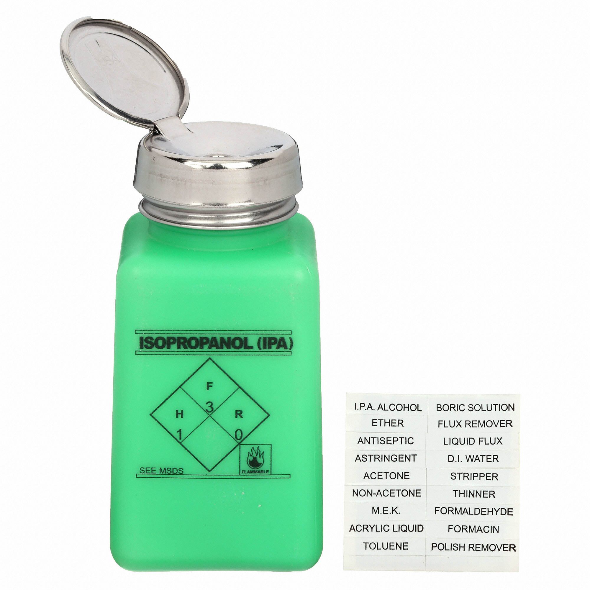 MENDA Wide Mouth Square Graduated IPA Dispensing ESD Bottle, Dispensing