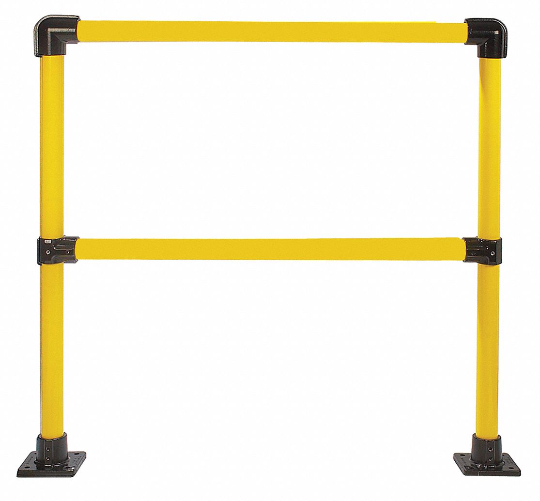 HOLLAENDER 48 inL Steel Handrail Section, Yellow and Black; Round Handrail Shape 39K84950221