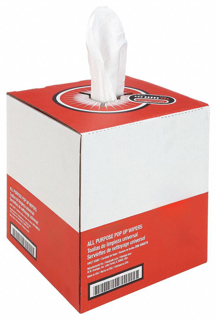 GRAINGER, Dispenser Box, Super Heavy Absorbency, Dry Wipe Roll 39M982