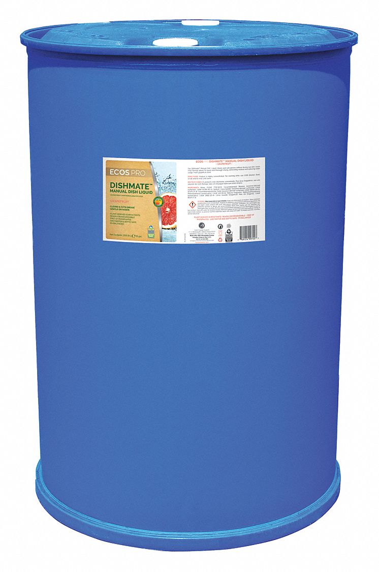 ECOS PRO Dishwashing Soap, Hand Wash, 55 gal. Drum, Grapefruit Liquid, Ready to Use, 1 EA