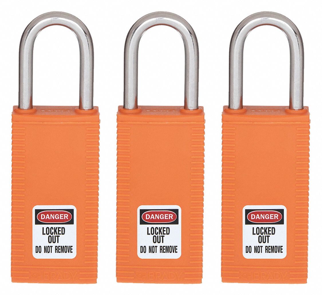 BRADY, Keyed Alike, Nylon, Lockout Padlock 39N274123418 Grainger