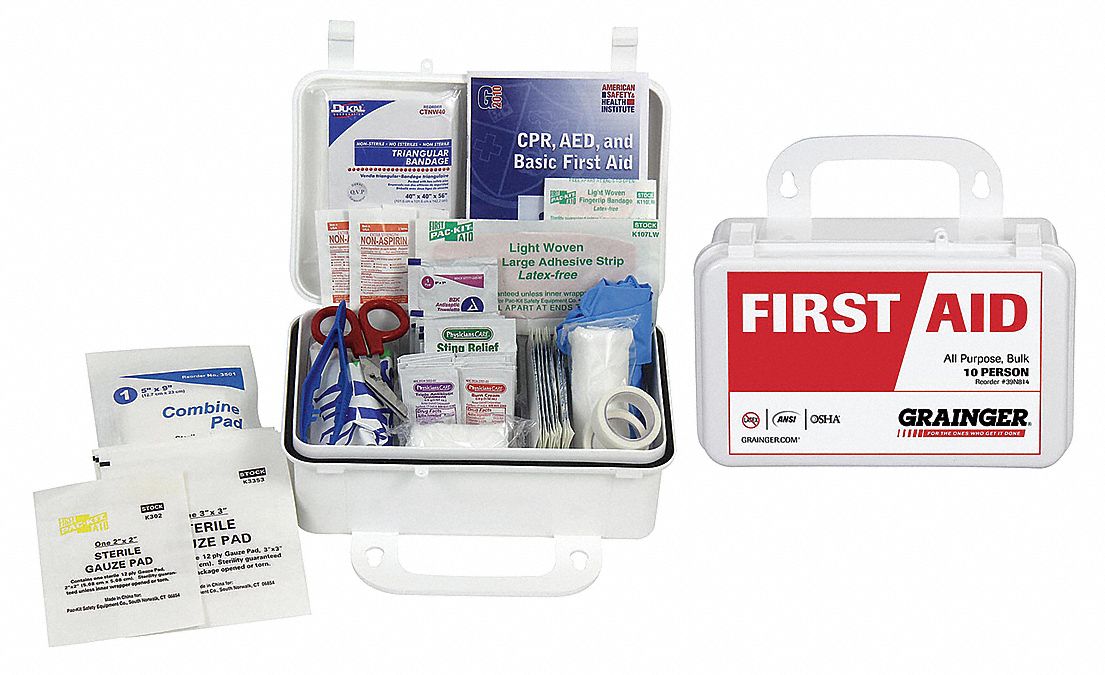 GRAINGER APPROVED First Aid Kit, Kit, Plastic Case Material, General