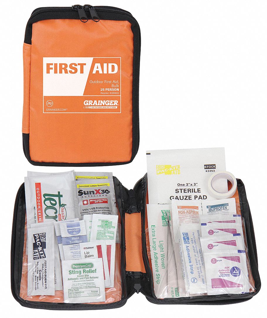 GRAINGER APPROVED First Aid Kit, Kit, Fabric, Industrial, 25 People