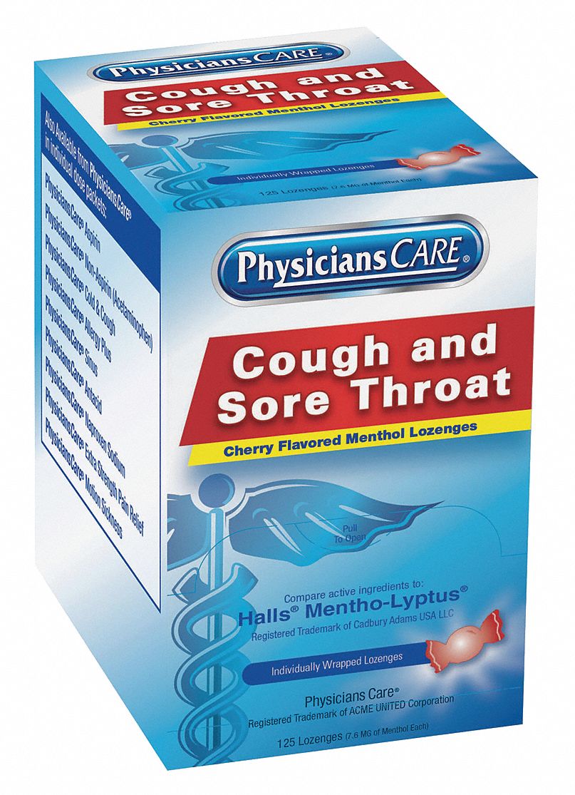 PHYSICIANSCARE Sore Throat Lozenges, Lozenge, PK125 39N85290034G
