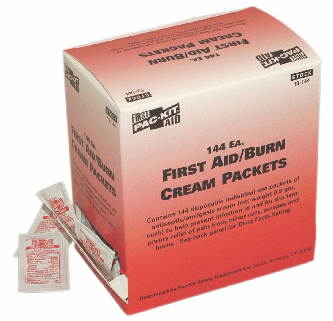 Burn Cream, Cream, Box, Wrapped Packets, 0.030 oz, 0.9g, PK 144 Grainger