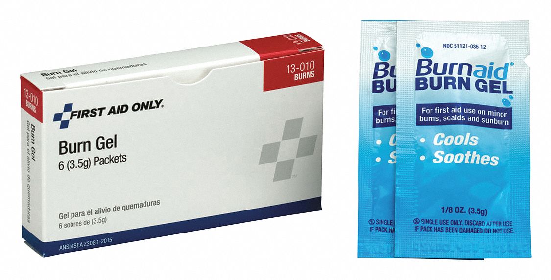 FIRST AID ONLY Burn Gel, Gel, Box, Wrapped Packets, 0.004 oz, 0.125g