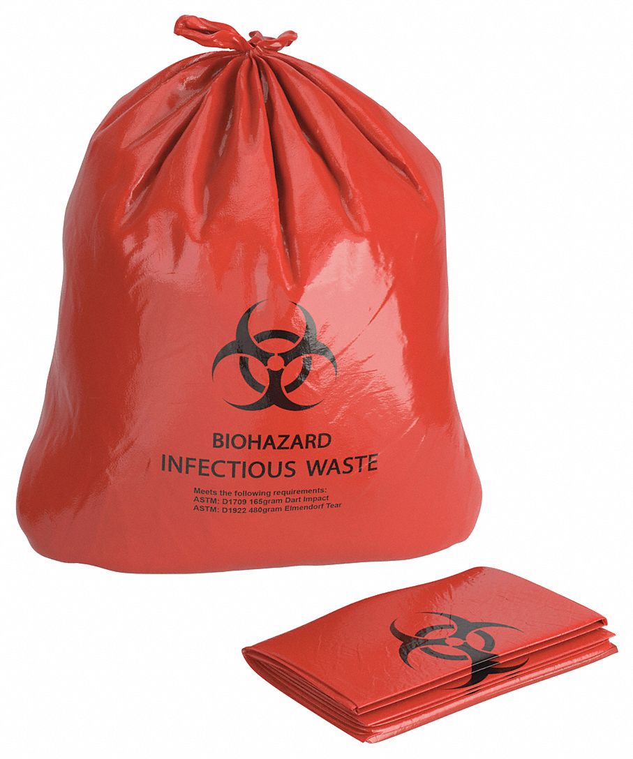FIRST AID ONLY, 20 gal Capacity, 24 in Wd, Biohazard Bags 39P01721