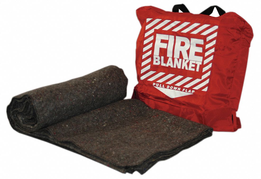 FIRST AID ONLY Fire Blanket and Bag, Woolen Blend, 62" Blanket Width