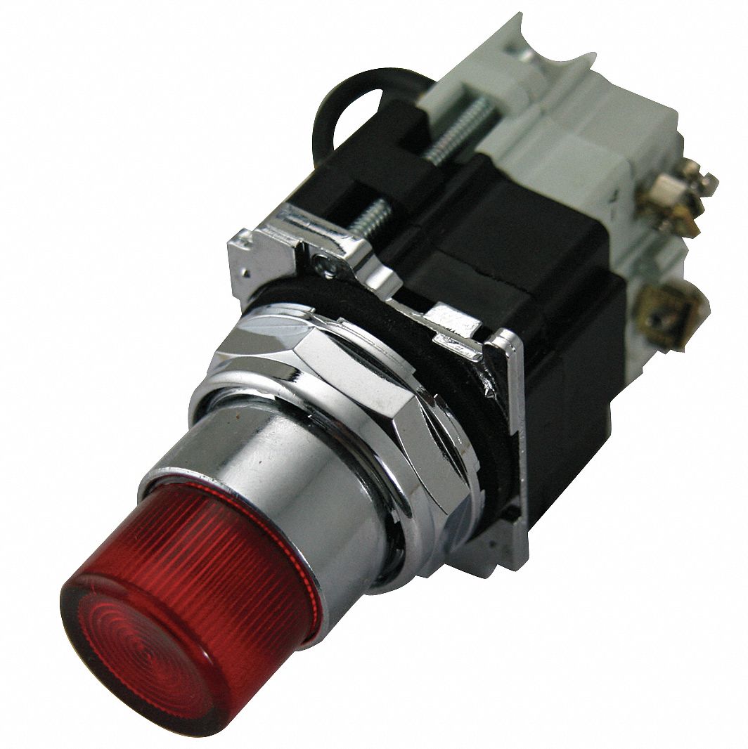 30 mm Size, Full Volt, Push to Test Pilot Light Complete - 39P760